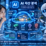 AI 자산관리|AI에게 내 자산을 분석하게 하면 무엇을 알 수 있을까? 5가지 분석법 AI 자산관리로 부동산 현금 주식 연금 부채를 분석하는 사람과 AI 로봇 이미지