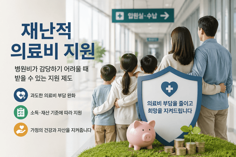 재난적 의료비 지원으로 큰 병원비 부담을 줄이고 가족의 생활과 자산을 지키는 모습