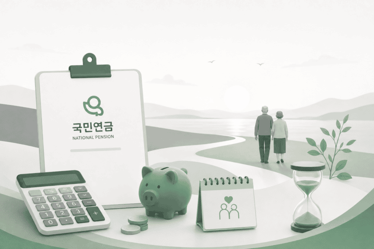 국민연금 예상수령액 계산기와 노후 준비를 상징하는 머니포트 자산도구 대표 이미지