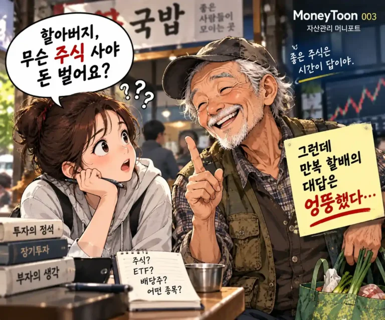 주식 종목 추천을 묻는 민지에게 엉뚱한 대답을 하는 만복 할배 MoneyToon